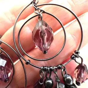 Chico’s Additions black and purple circle beaded earrings thumbnail 9