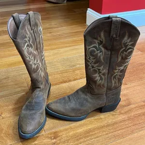 Justin Boots Men's New Stampede Huck Brown Boots 2551 size 9.5D thumbnail 1