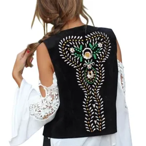 New Zara Black Embroidered Crop Vest Medium thumbnail 3