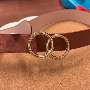 Express Elegant Brown Leather Belt with Gold Buckle thumbnail 2