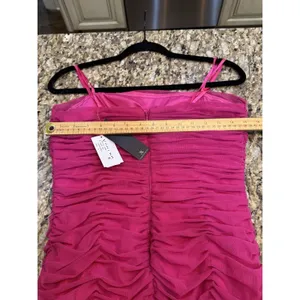 XSCAPE gown allover ruched bodice and straight neckline Size 10 Pink Flowy thumbnail 8