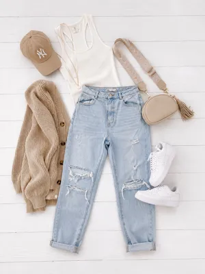 ZARA Ripped Light Wash Jeans Mom thumbnail 2