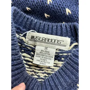 Vtg Illustrations Sweater Knit M Hong Kong Cabin Fever Fair Isle Hearts thumbnail 3