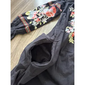 Free People‎ Fleur Du Jour Black Floral Embroidered Off Shoulder Dress Medium thumbnail 5