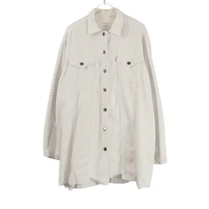 POL Cream Corduroy Button Up Jacket Raw Hem Size Medium Shacket thumbnail 3