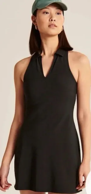 Abercrombie & Fitch Black Sleeveless Athletic Polo Dress with Built in Bra thumbnail 1