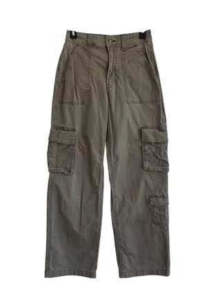 Hollister Cargo Pants Green 26R Ultra High Rise Baggy Utility Pockets Y2K Street thumbnail 1
