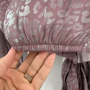 Show Me Your Mumu Joplin Wrap Blouse S Mauve Lilac Metallic Leopard Crop‎ Top thumbnail 5