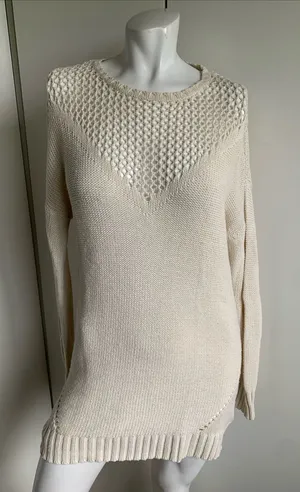 Roxy size small Ivory long sleeve knit pullover tunic sweater thumbnail 1