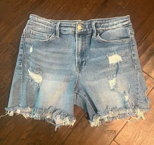 Altar'd State Light Blue Distressed Denim Large Jean Shorts thumbnail 1