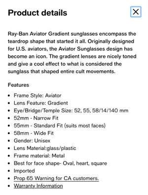 Ray-Ban Sunglasses Large Aviator Metal RB3025 Gold Frame thumbnail 9