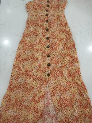 Japna Orange Floral Button-Front Midi Dress thumbnail 4