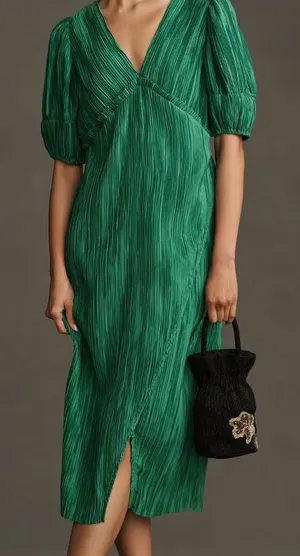 Anthropologie Asymmetrical Green Dress thumbnail 1