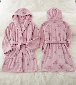 Juicy Couture Monogram Hooded SUPER SOFT Plushy/Fluffy Short Robe thumbnail 1