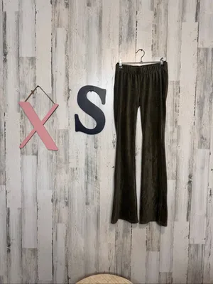 Wild Fable Ribbed Velour Flare Pants Womens XS Olive Green High Rise Lounge thumbnail 2