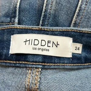 Hidden‎ Jeans Happi Medium Wash Frayed Hem Cargo Crop Flare Size 24 thumbnail 6