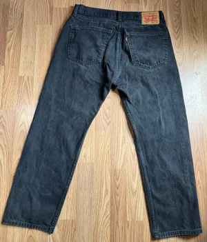 Levi's 505 Regular Fit Black Denim Jeans Men Size W36 L29 Straight Leg thumbnail 4