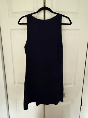 Aritzia Sunday Best Theo Dress Navy Blue V-Neck Mini Fit & Flare Dress Medium thumbnail 9