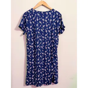 Charter Club Womens‎ Navy Paisley Floral Button Front Short Sleeve Nightgown M thumbnail 4