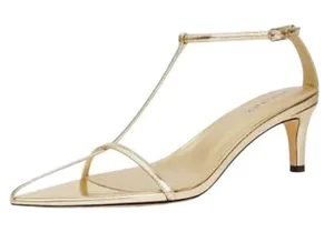 BRAND NEW ~ Metallic Gold Strappy Pointed Open Toe Heels Sandals ~ Size 8 ~ NWT thumbnail 1