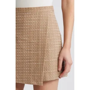 French Connection Effie‎ Tweed Mini Skort Camel Tan White Wrap Front Size 4 US thumbnail 3