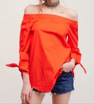 Free People Poppy Red‎ Show Me Some Shoulder Top Size XS thumbnail 1