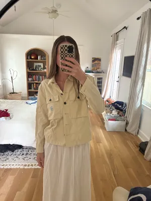 Light Yellow Utility Jacket with Chest Pockets thumbnail 3