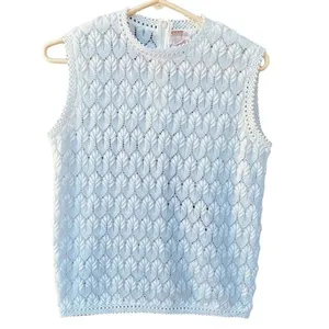 Vintage size 36 Montgomery Ward made in Japan knitted leaf pattern vest. thumbnail 4