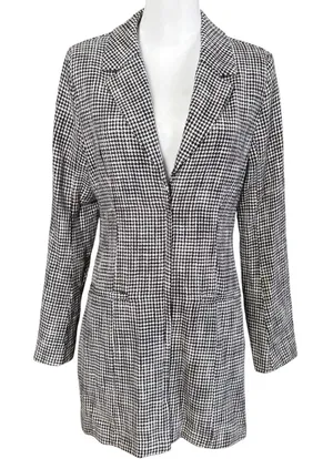 Abercrombie & Fitch A&F Black White Tweed Houndstooth Blazer Dress Size S Preppy thumbnail 1