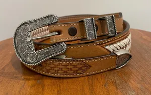 3-D Belt Company Western Leather Belt Made In USA thumbnail 1
