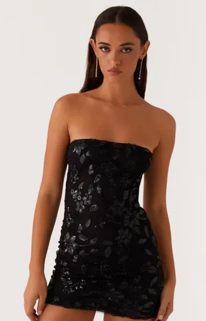 Peppermayo Exclusive - Moorey Beaded Mini Dress - Black thumbnail 1