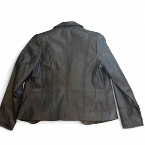 Motto Black Genuine Leather Blazer Animal Print Lining Y2K Medium thumbnail 6