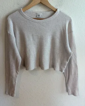 Aritzia Sunday Best waffle knit thermal crop top size medium thumbnail 1