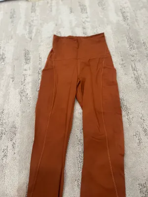 Lululemon Fast and Free High-Rise Tights in the color Dark Terracotta or Butternut Brown. thumbnail 3