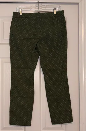 NWT Banana Republic Sloan Women’s Olive Green Polka Dot Dress Pants Size 6P thumbnail 1