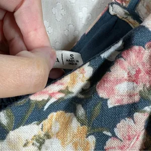 Abercrombie‎ & Fitch Blue Pink Floral Linen Blend Mini Dress thumbnail 4