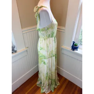 Line & Dot Green Tie Dye Tiered Maxi Dress Tie Strap Sz Small Cottagecore Summer thumbnail 11