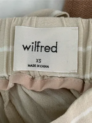 Aritzia Wilfred Fawn Wide Leg High Rise Tie Back Pants Cream Pinstripe thumbnail 5