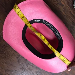 Pink Western Boho Cowboy Cowgirl Hat Cap Festival Rave Coachella Fairy Rodeo Rancher Farm Cottagecore Sz L Measurement in pics thumbnail 7
