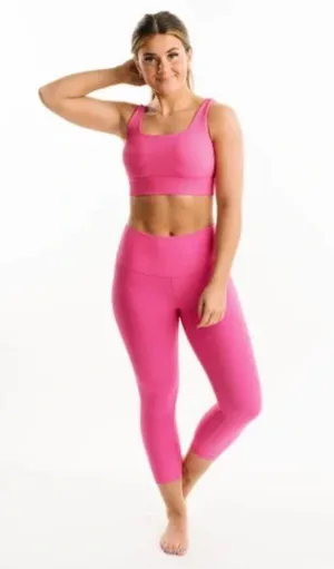 Zyia Active | Pink Ribbed Muted Magenta Hi-Rise Crop Leggings Size Medium (6-8) thumbnail 1