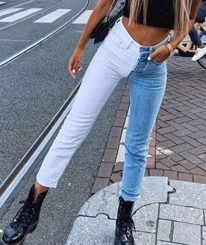 Adika Two Colored Mom Jeans thumbnail 1