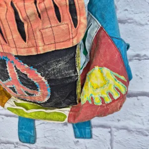 Nepal Cotton Patchwork Backpack Boho Hippie Festival Razor Cut Peace Sign Bag thumbnail 5