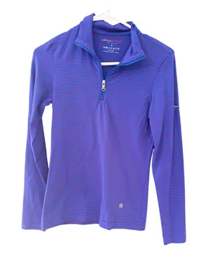 Lohla Sport Womens XS Blue Red Striped Quarter Zip Long Sleeve Golf Top Portugal thumbnail 1