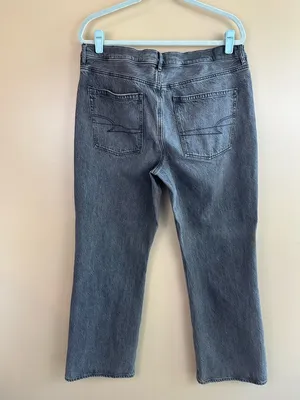 American Eagle Charcoal Grey Faded Black 90s Bootcut Jeans 16 High Rise thumbnail 3