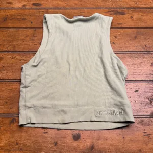 Kittenish Ribbed Cropped Tank Top Women's S Sage Green Sleeveless Knit‎ flaw thumbnail 4