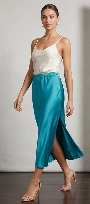 NWT Club Monaco Preppy Linen Blend Mermaid Teal Maxi Skirt Size 0. thumbnail 1