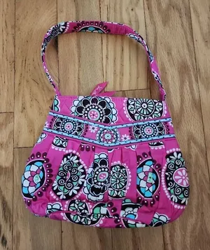 Vera Bradley Shoulder Bag Womens Pink Multi‎ Quilted Floral Pleated Whimsical thumbnail 1