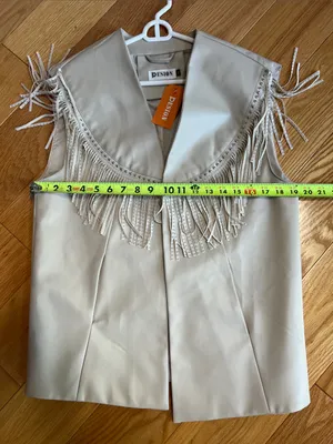 Pesion Fringed Faux Leather Vest Cream bedazzled festival concert cowgirl wear thumbnail 7
