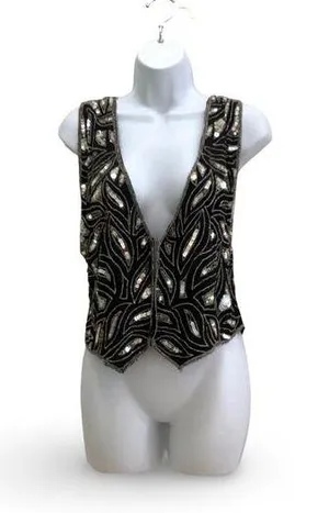 Vintage Silk Sequin Vest Black thumbnail 1