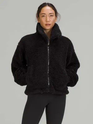 Lululemon Cinchable Fleece Cozy Zip-Up Black womens size 12 thumbnail 1
